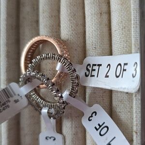 KOHL'S STERLING SILVER RINGS SET OF 3 CUBIC ZIRCONIA RINGS SIZE 7